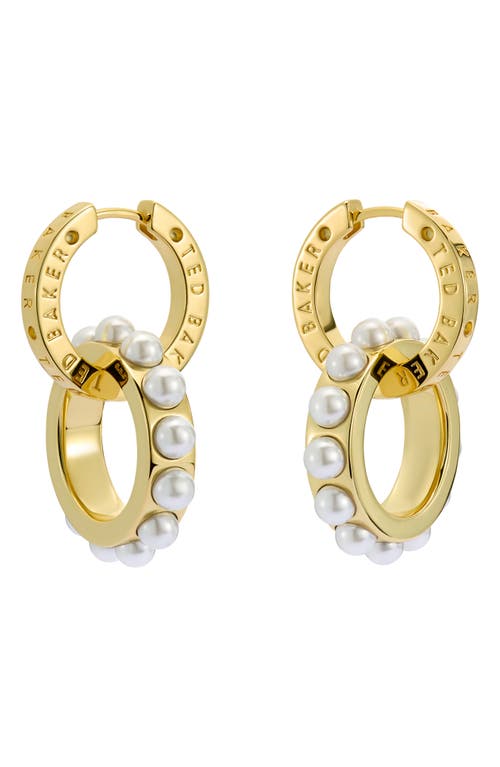 Ted Baker Lorrie Faux Pearl Double Link Drop Earrings In Gold Tone Pearl