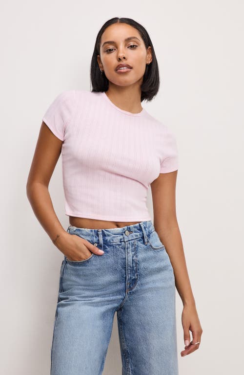 Shop Good American Pointelle Baby Tee In Cotton Candy Pink003