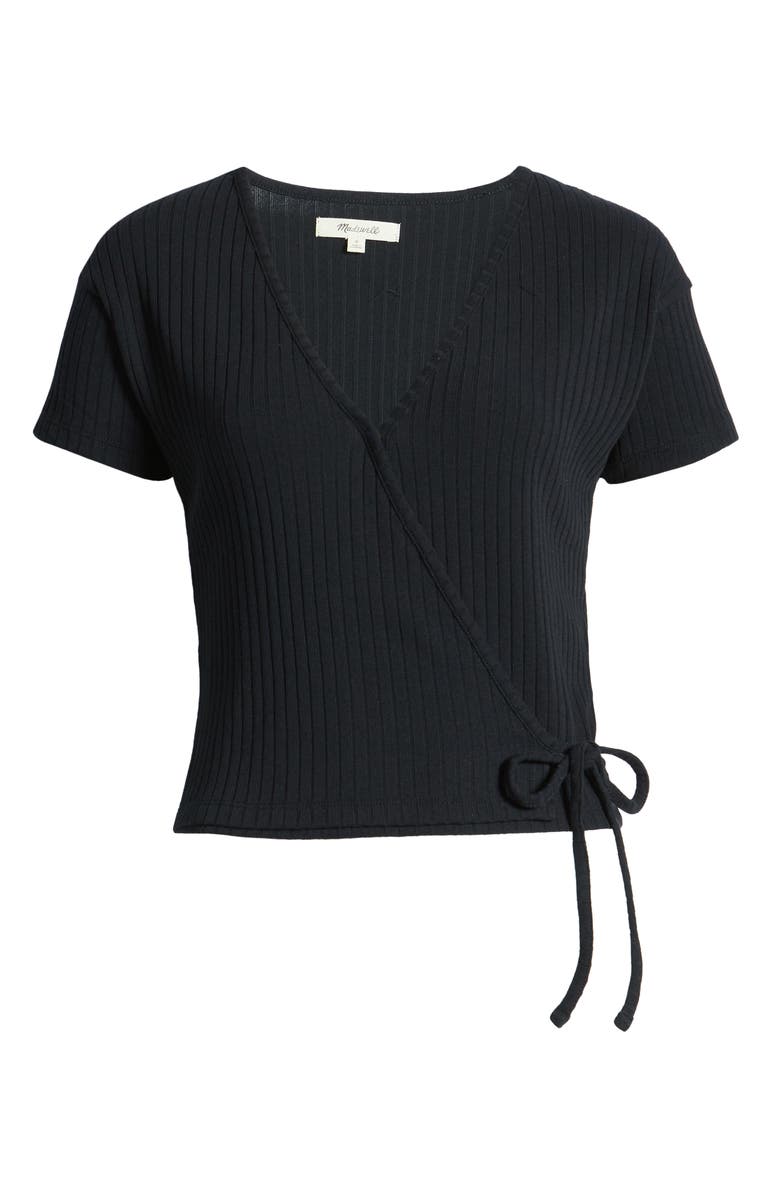Madewell Ribbed Wrap Crop Top, Alternate, color,