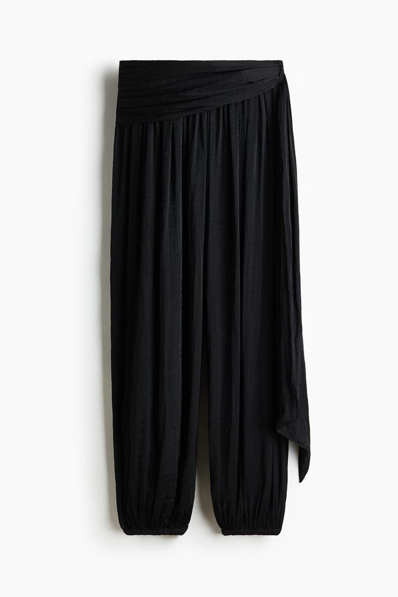 Draped-panel Balloon Trousers, Alternate, color, Black