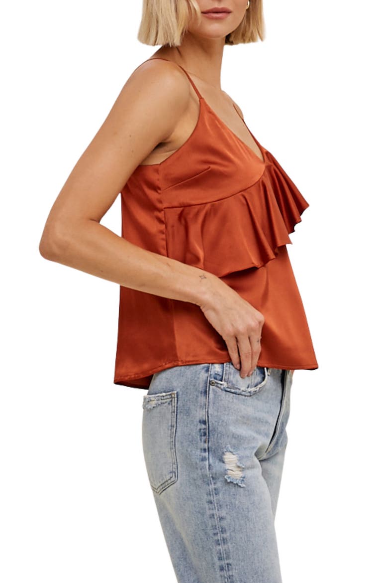 Ruffle Satin Cami, Alternate, color, COPPER