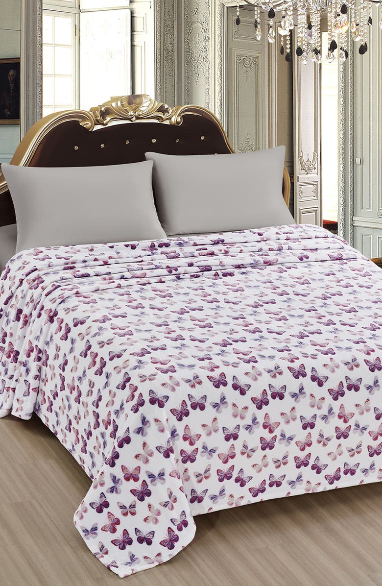 Luxury Home Ultrasoft Plush Throw Blanket, Alternate, color, Rose Butterfly
