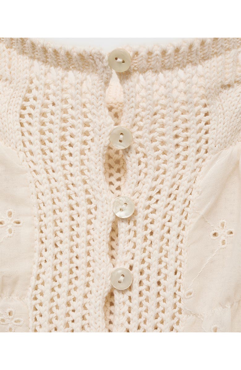 MANGO Eyelet Embroidery Sleeveless Top, Alternate, color, Ecru