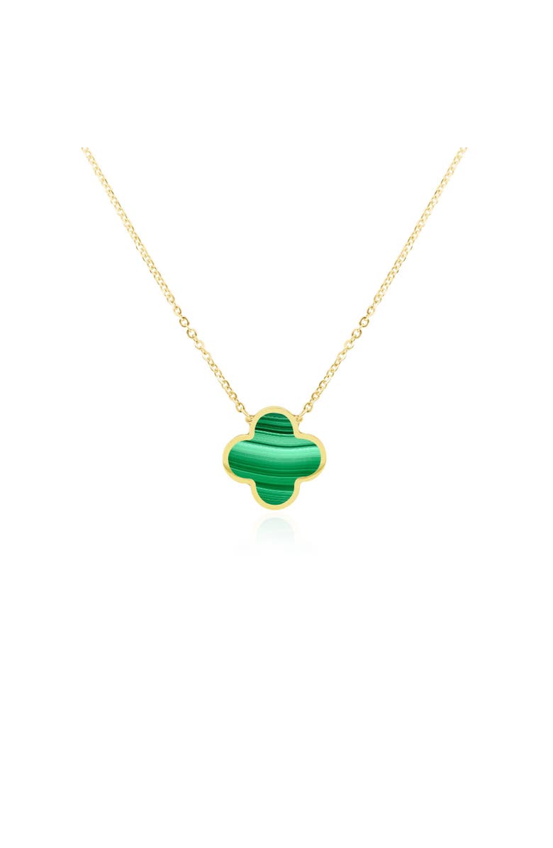 The Lovery Fine Jewelry Extra Large Malachite Single Clover Necklace, Main, color, Malachite