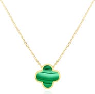 The Lovery Fine Jewelry Extra Large Malachite Single Clover Necklace