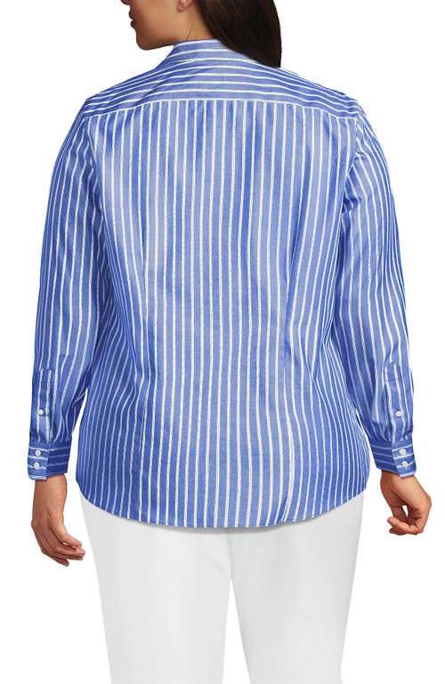 Lands' End Plus Size No Iron Button Front Shirt In Blue