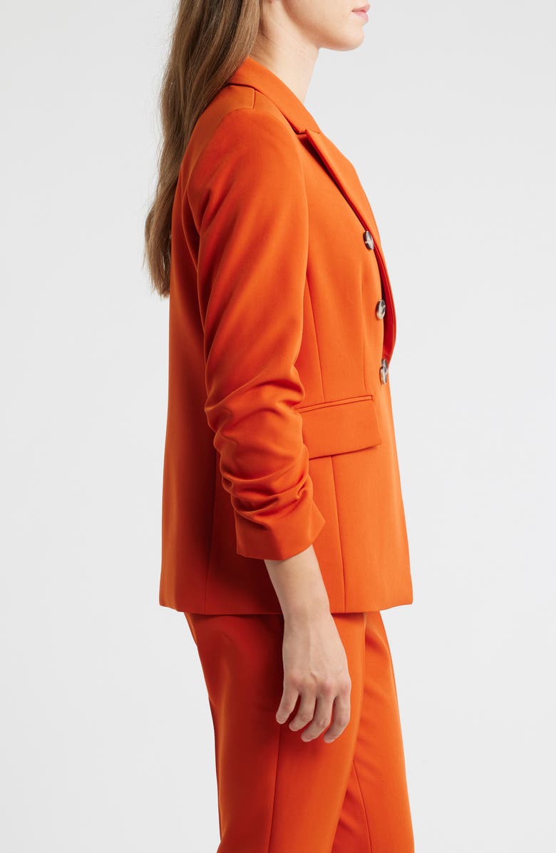 Tahari ASL Ruched Sleeve Jacket, Alternate, color, Persimmon