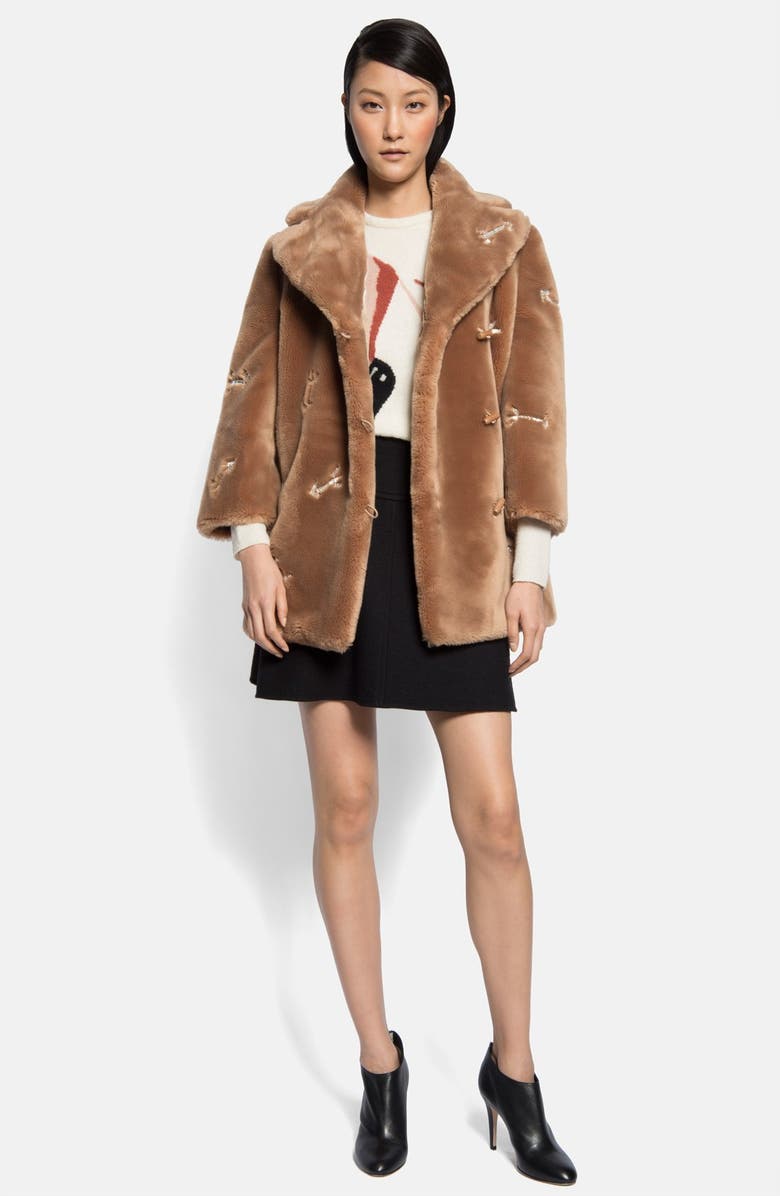 Carven Embellished Faux Fur Coat, Alternate, color, 