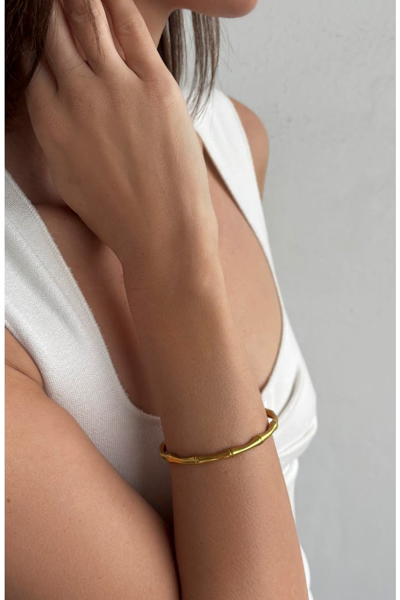 Bamboo Textured Cuff Bracelet, Alternate, color, GOLD