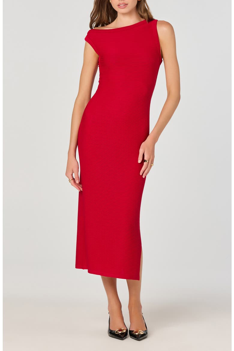 Asymmetric Knit Dress, Main, color, RED
