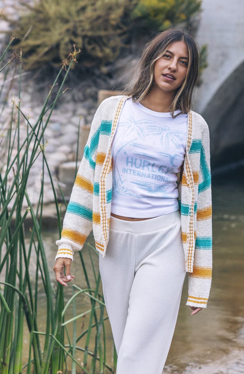 Hurley Key West Cardigan, Alternate, color, Ivory/ Marigold