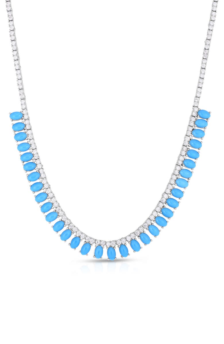 CHLOE AND MADISON Faux Turquoise Crystal Tennis Necklace, Main, color, Silver