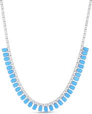 CHLOE AND MADISON Faux Turquoise Crystal Tennis Necklace