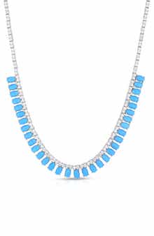 CHLOE AND MADISON Faux Turquoise Crystal Tennis Necklace