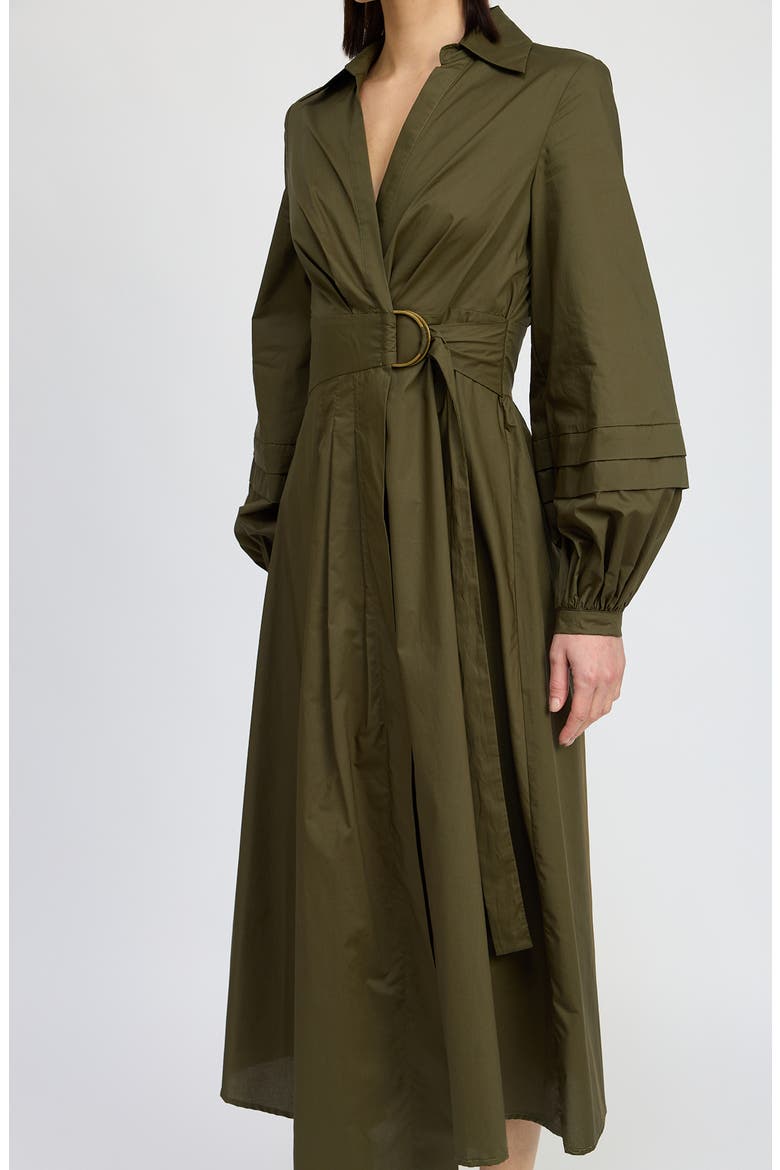 Berenger Long Sleeve Wrap Cotton Shirtdress, Alternate, color, OLIVE