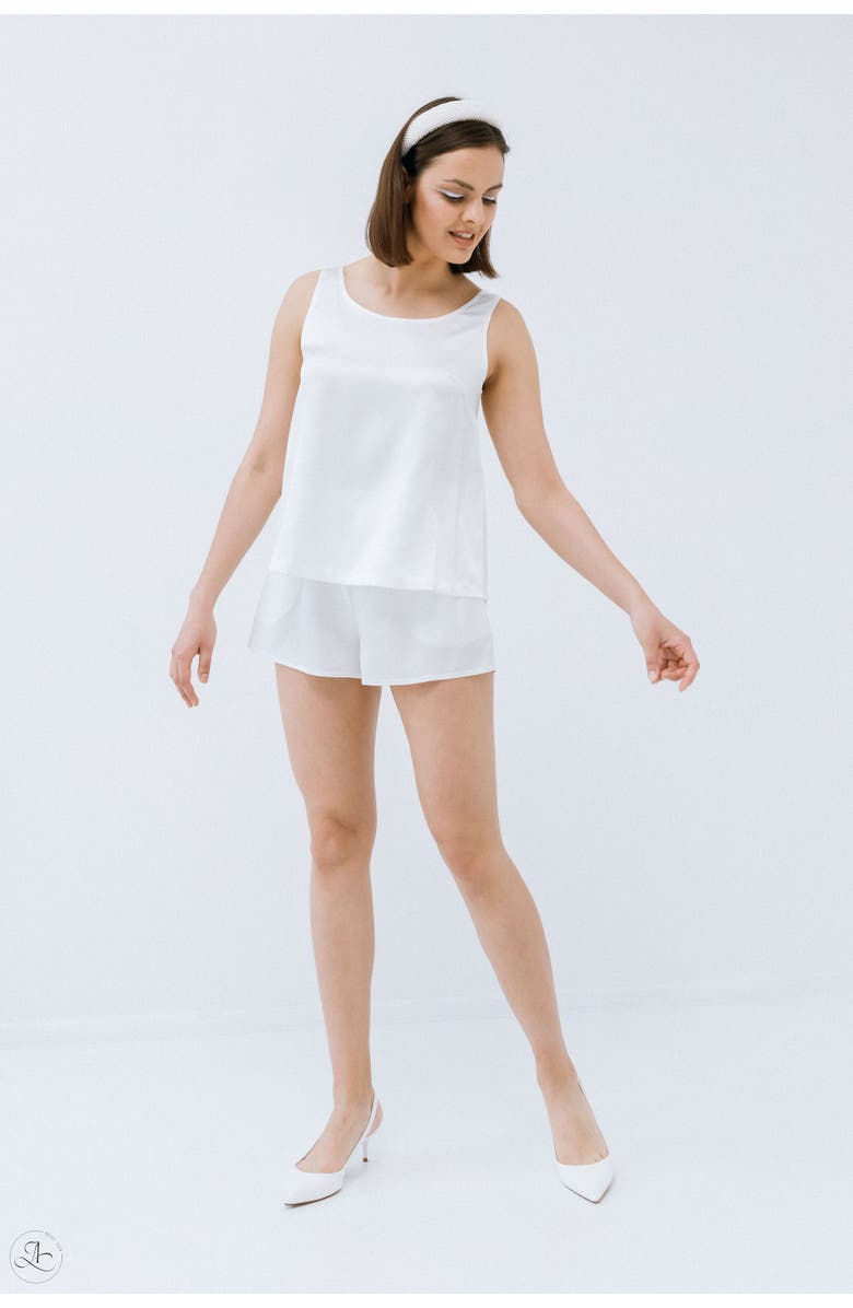 Alas Persephone Silk Shorts, Alternate, color, Milk White