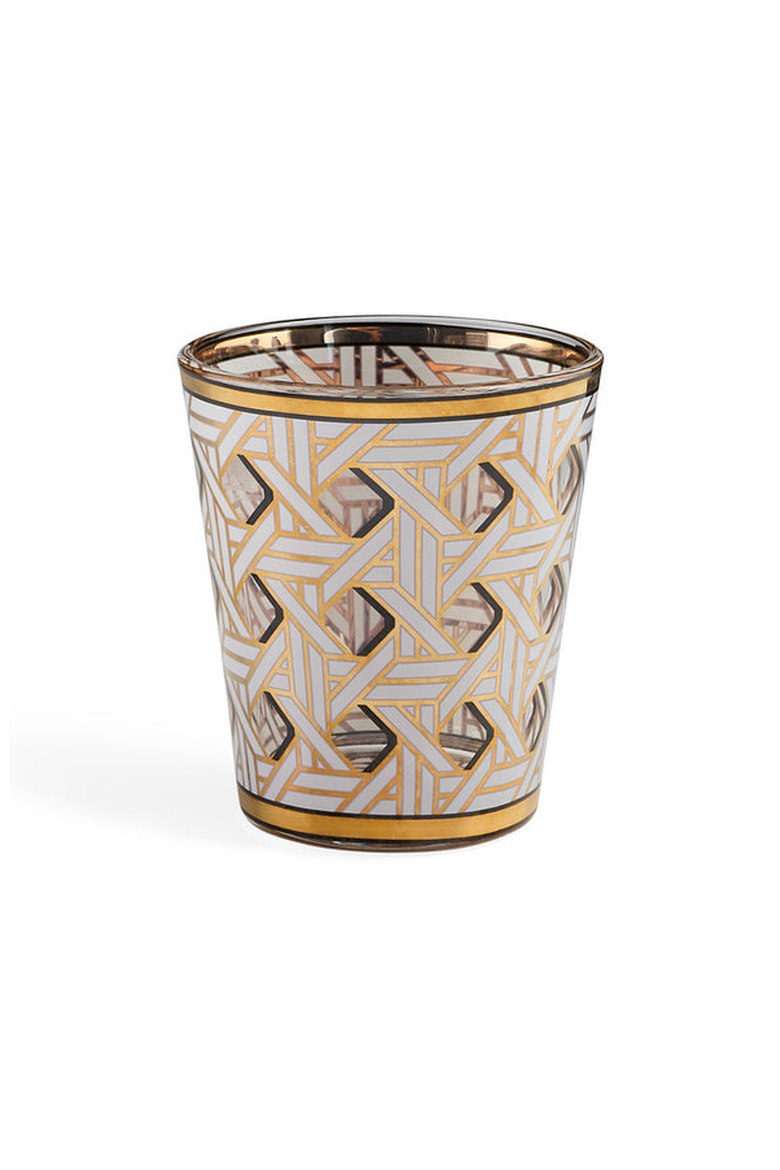 Basketweave Glassware Set, Alternate, color, White / Gold