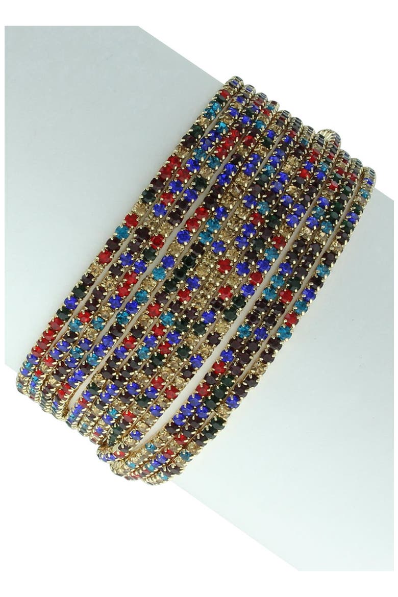 Gold Plated Stacked Multi-Color stretch Beaded Bracelet, Main, color, GOLD / MULTI