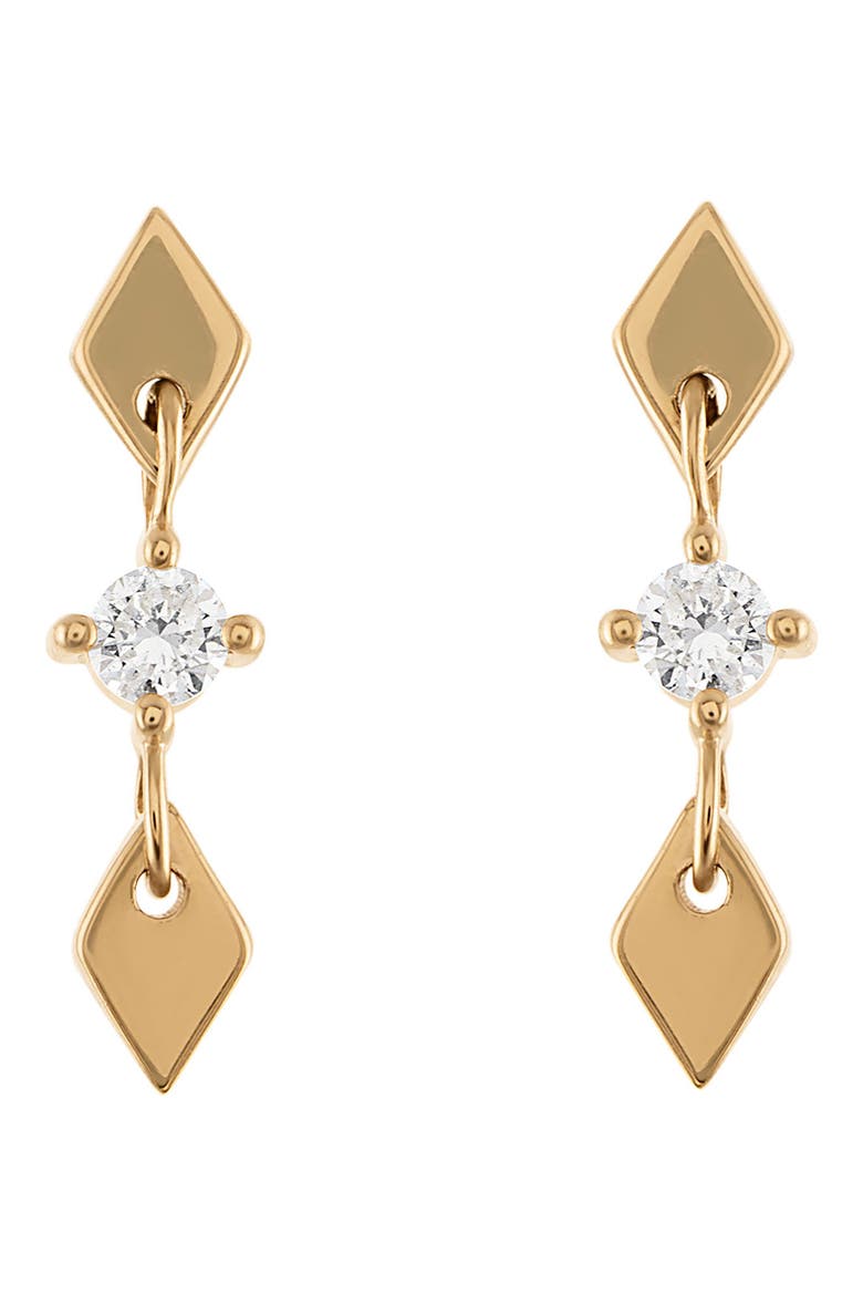 Diamond Shine Drop Earrings, Main, color, GOLD/ DIAMOND