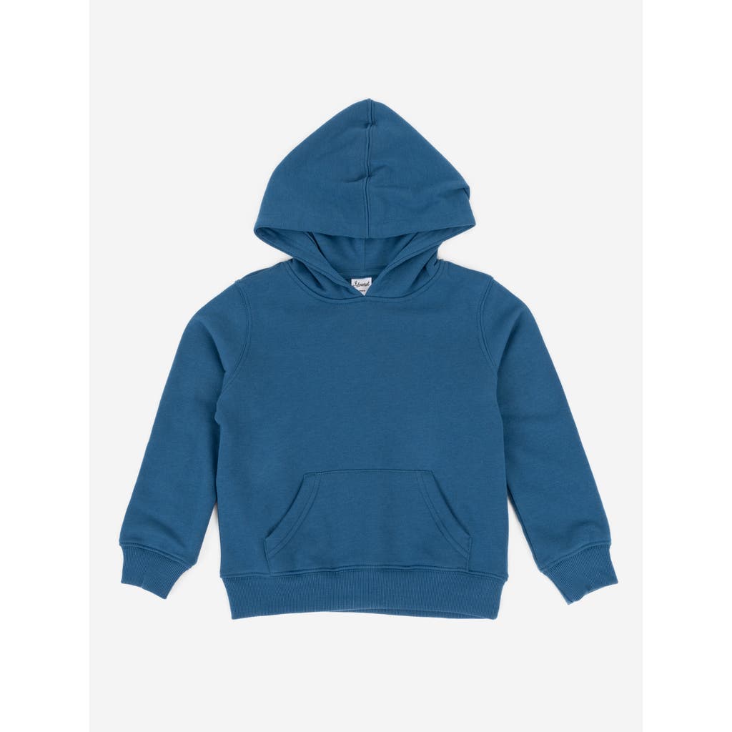 Leveret Kids Pullover Hoodie, Cotton Blend, Kangaroo Pocket, Solid Colors In Blue