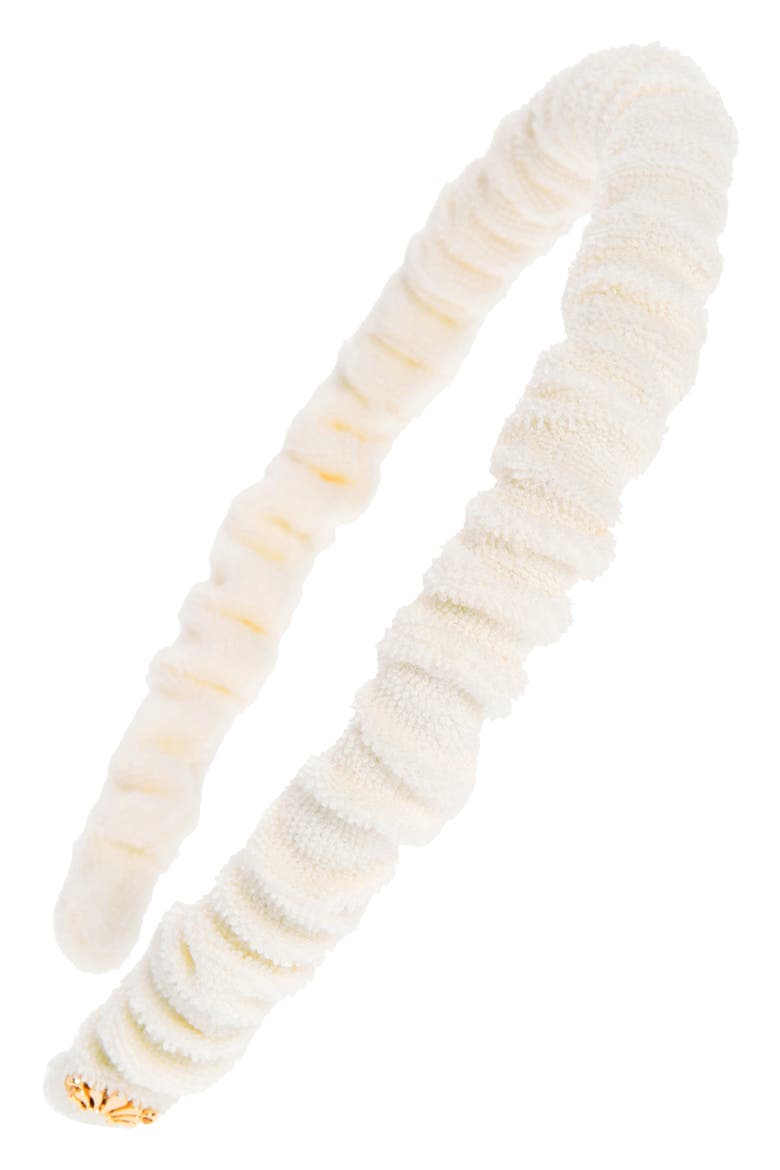 Jessie Slim Terry Cloth Headband, Main, color, WHITE