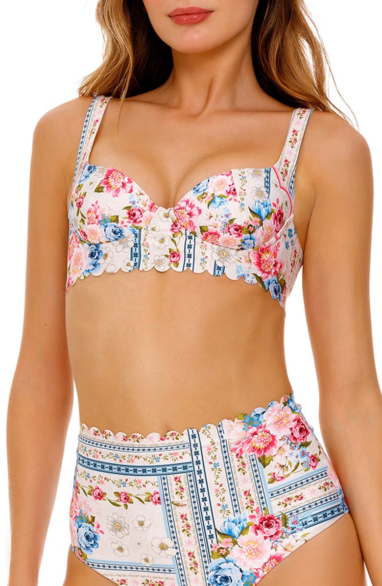 Agua Bendita Balena Meraki Underwire Bikini Top, Main, color, Pink Multicolor