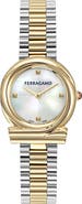 FERRAGAMO Gancini Twisted Two-Tone Bracelet Watch, 28mm