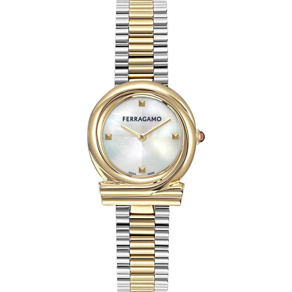 Ferragamo Gancini Twisted Watch In Two Tone