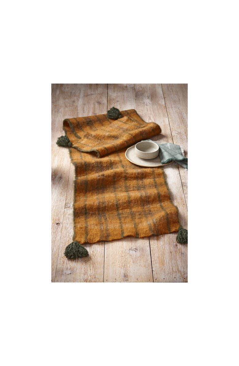 tag Warm Wishes Mohair Plaid Table Runner Yellow Wool Spring Decor, Alternate, color, Yellow