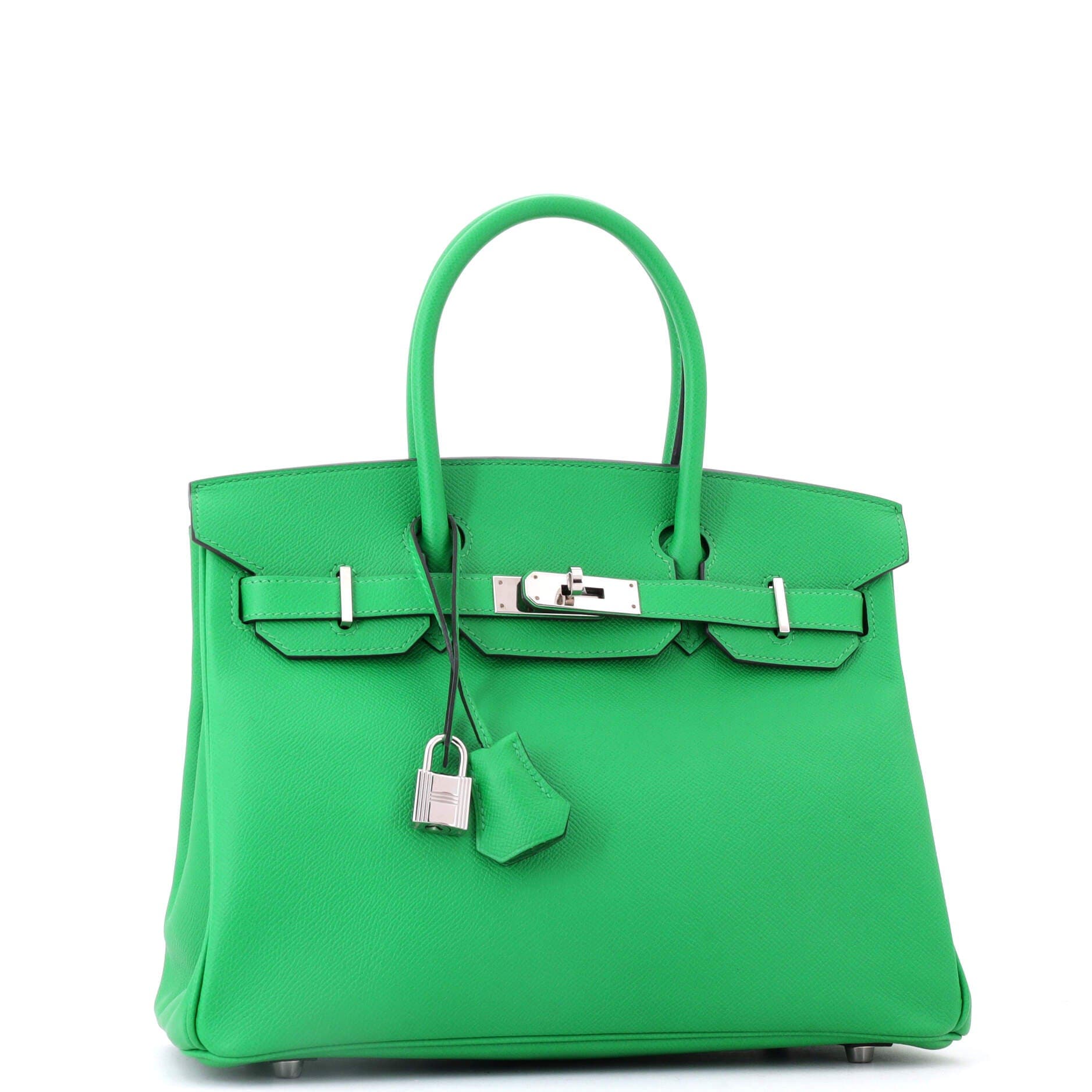 Birkin Handbag Green Epsom with Palladium Hardware 30, Alternate, color, Green
