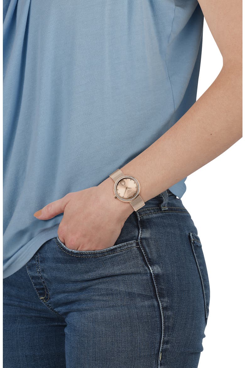 Lea Mesh Bracelet Watch, 35mm, Alternate, color, IP ROSE GOLD