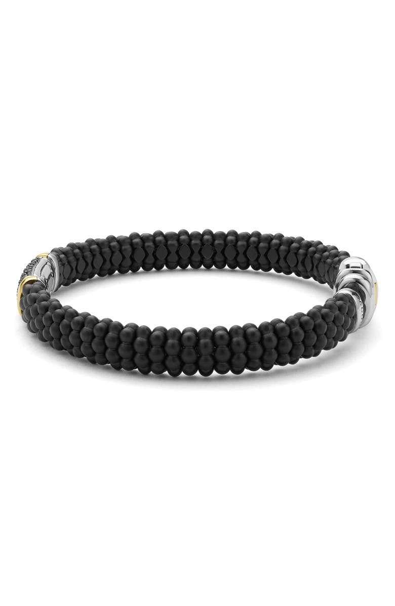 LAGOS Men's Two-Tone Matte Black Ceramic Black Diamond Bracelet, Alternate, color, Silver