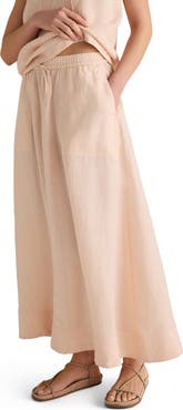Haven Well Within Linen Drawstring Midi Skirt