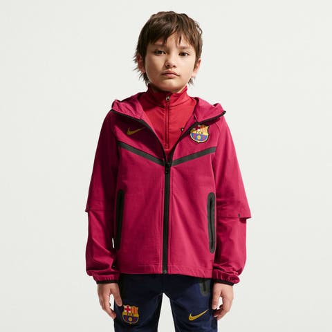 Youth Nike Red Barcelona Tech Woven Raglan Dri-FIT Full-Zip Hooded Jacket