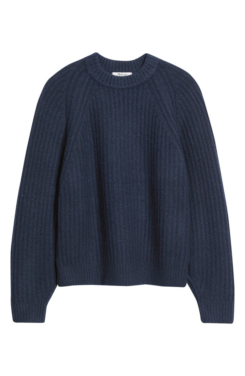 Madewell Rib Cotton Blend Sweater, Alternate, color, Deep Indigo
