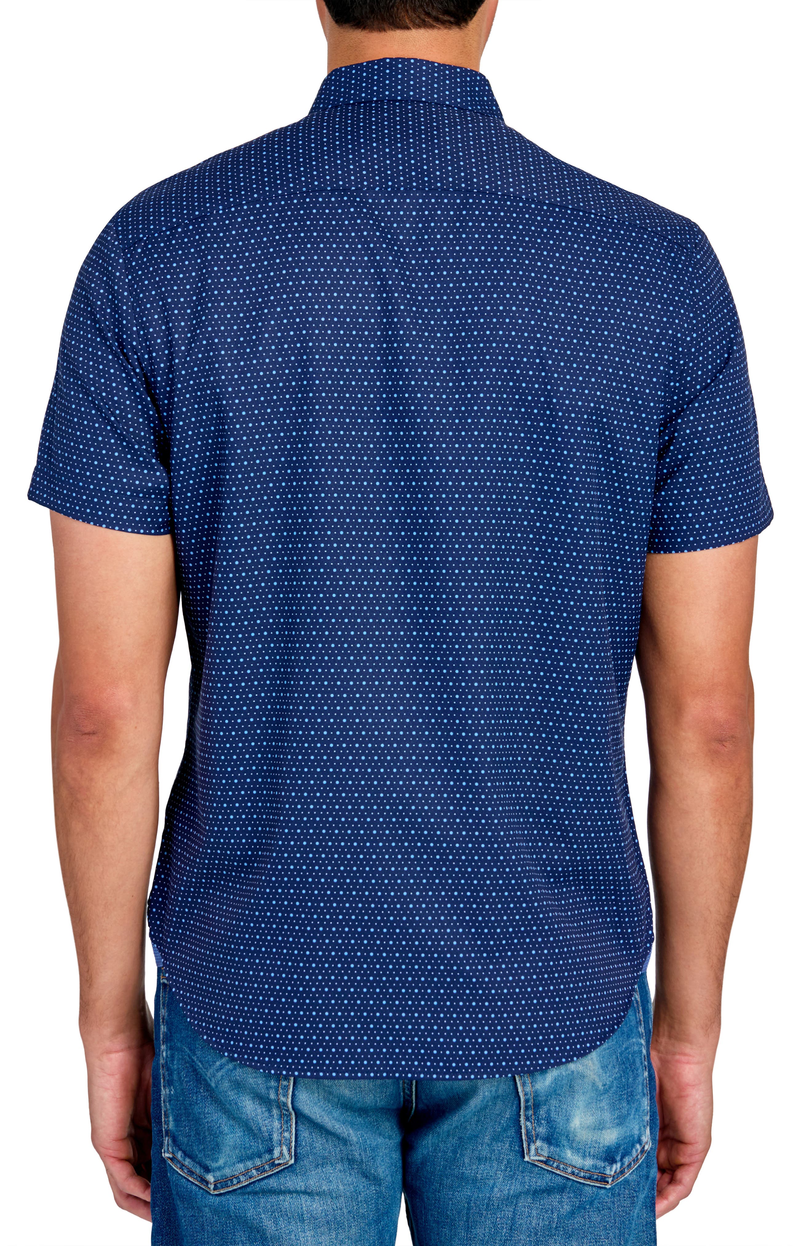 Slim Fit Microdot Short Sleeve 4-Way Stretch Performance Button-Down Shirt - image 2