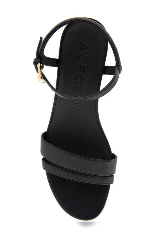Shop Aerosoles Witt Wedge Sandal In Black Faux Leather/cork
