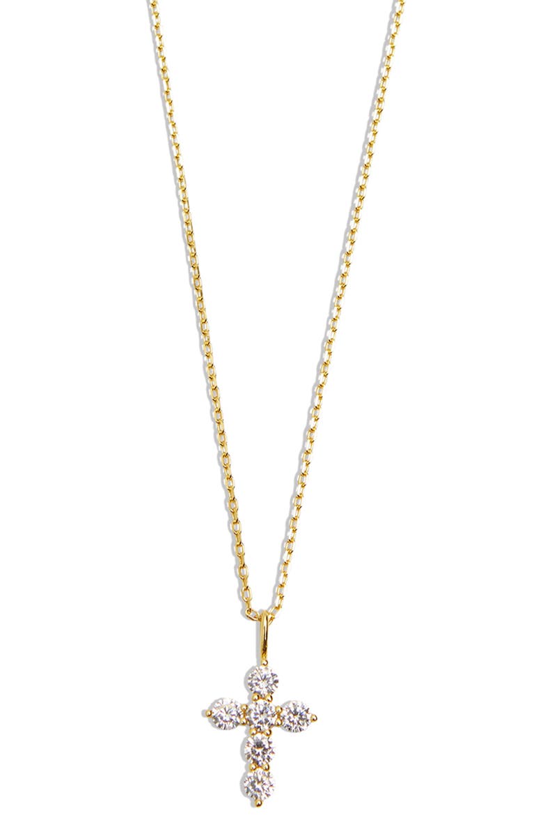 Argento Vivo Sterling Silver Cubic Zirconia Cross Pendant Necklace, Alternate, color, 