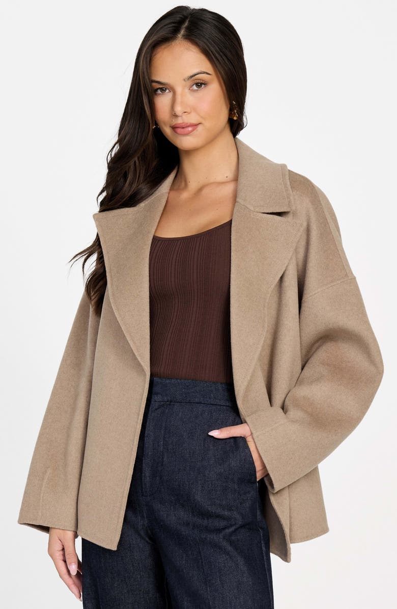 Marciano Ellla Wool Blend Wrap Coat, Alternate, color, Beige