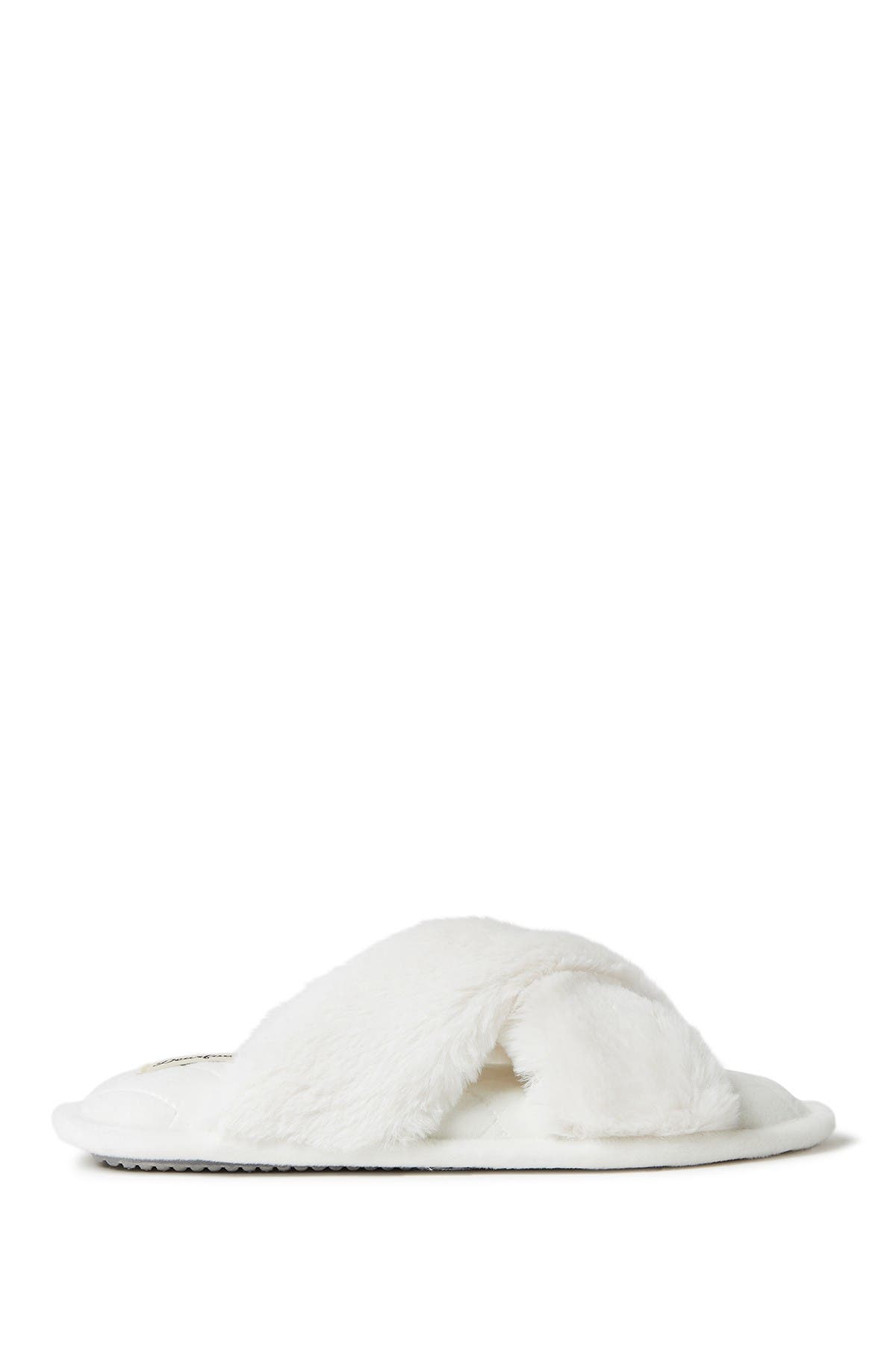 Jessica Faux Fur Crossband Slipper, Alternate, color, ALABASTER