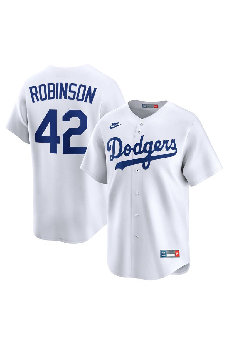 Men's Nike Jackie Robinson White Brooklyn Dodgers Throwback Cooperstown Collection Limited Jersey, Main, color, White