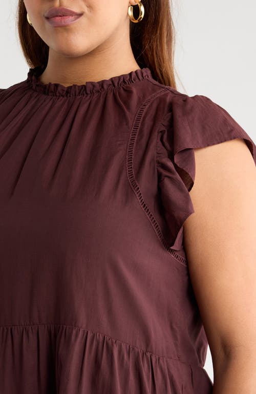 Treasure & Bond Tiered High Neck Shift Minidress In Brown