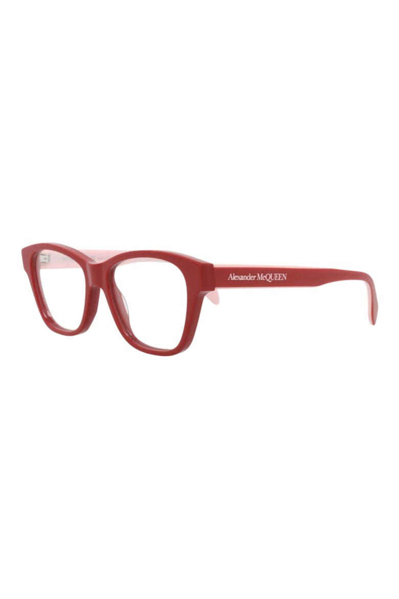 52mm Square Optical Glasses, Alternate, color, RED RED TRANSPARENT