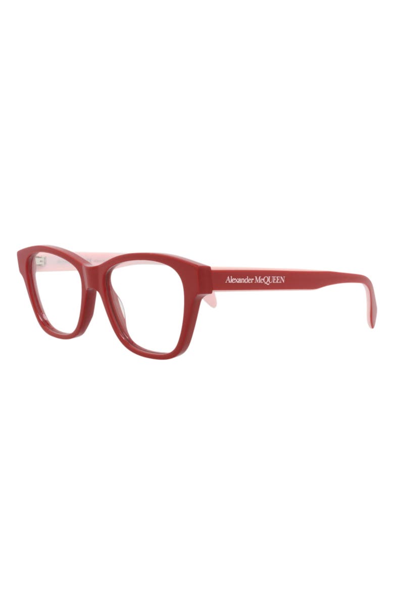 McQueen 52mm Square Optical Glasses, Alternate, color, Red Red Transparent