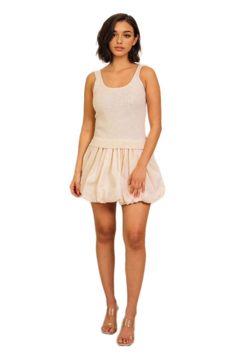 Knit and Lounge Knit Woven Bubble Hem Mini Dress, Alternate, color, 