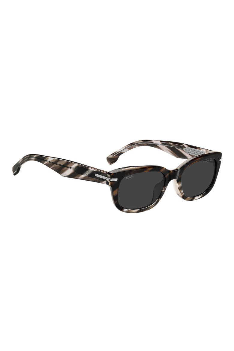53mm Rectangular Sunglasses, Alternate, color, BROWN SHADED GREY