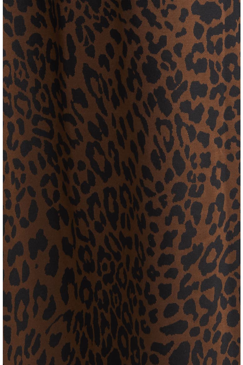 Long Sleeve Mock Neck Leopard Print Tie Waist Dress, Alternate, color, ESPRESSO/ ANNE BLACK
