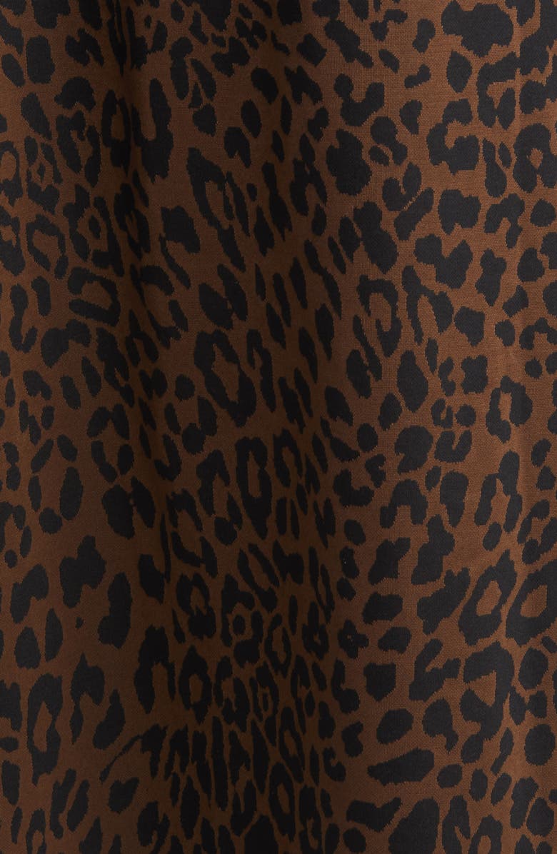 Anne Klein Long Sleeve Mock Neck Leopard Print Tie Waist Dress, Alternate, color, 