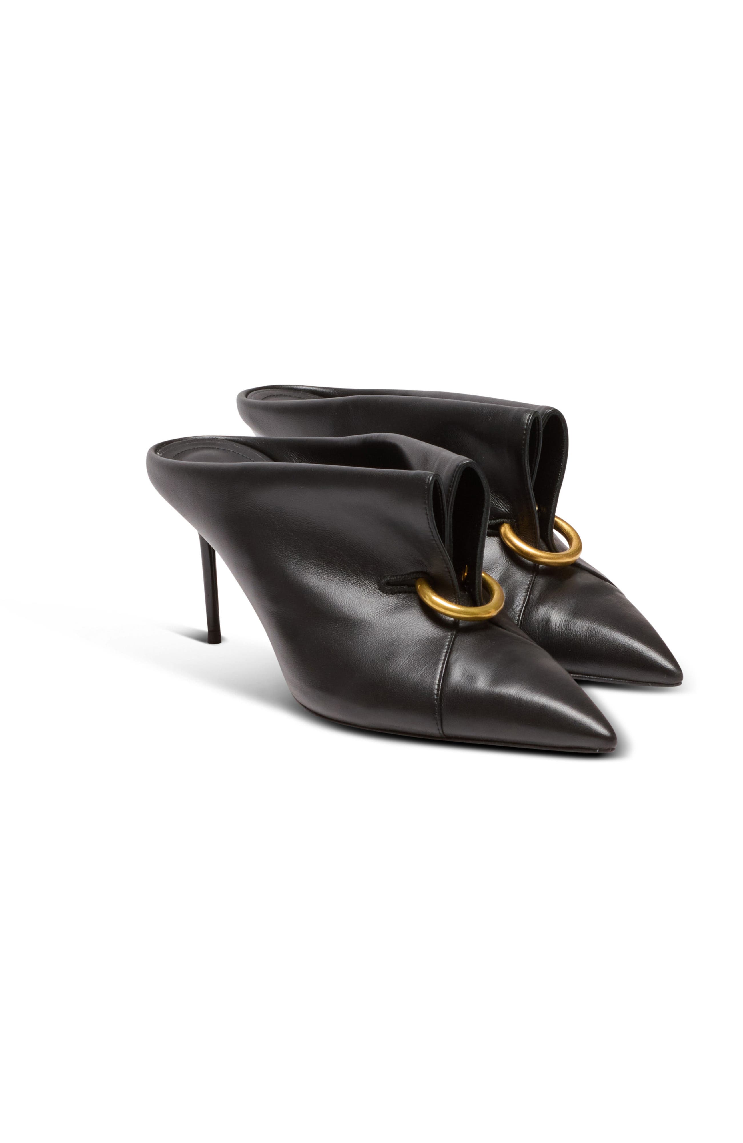 Lambskin leather mules with front piercing, Main, color, black