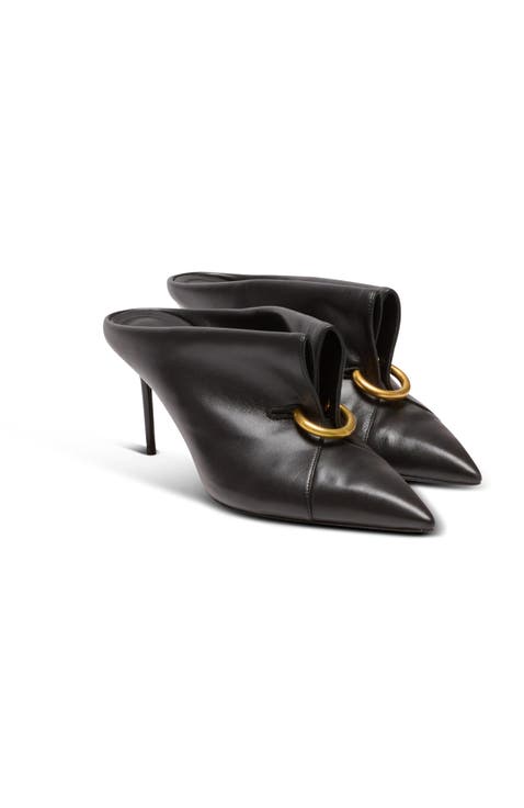 Lambskin leather mules with front piercing